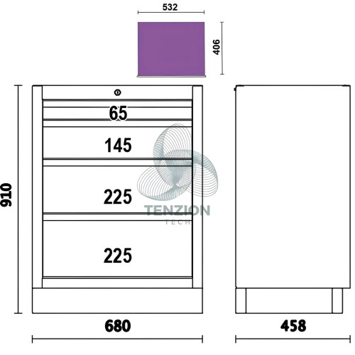 Modulo Fisso 4 Cassetti Arredo Officina C45PRO 2.0