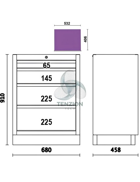 Modulo Fisso 4 Cassetti Arredo Officina C45PRO 2.0