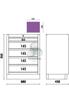 Modulo Fisso 5 Cassetti Arredo Officina C45PRO 2.0 2