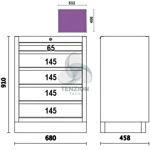 Modulo Fisso 5 Cassetti Arredo Officina C45PRO 2.0