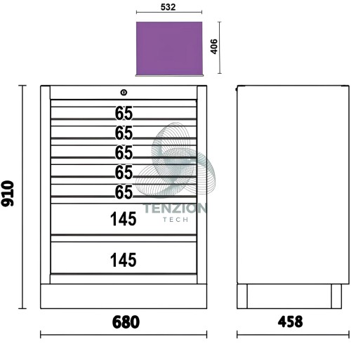 Modulo Fisso 7 Cassetti Arredo Officina C45PRO 2.0