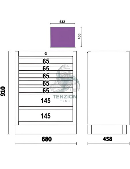 Modulo Fisso 7 Cassetti Arredo Officina C45PRO 2.0