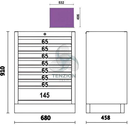 Modulo Fisso 8 Cassetti Arredo Officina C45PRO 2.0