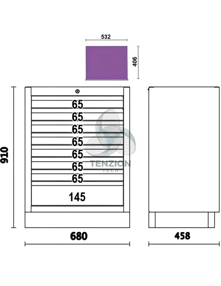 Modulo Fisso 8 Cassetti Arredo Officina C45PRO 2.0