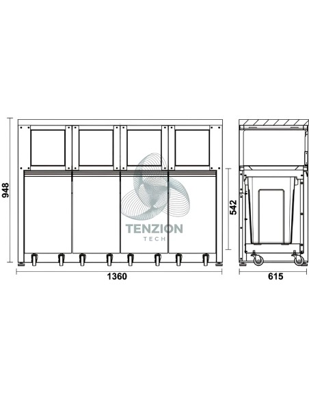 Modulo Fisso Raccolta Differenziata Arredo Officina C45PRO 2.0
