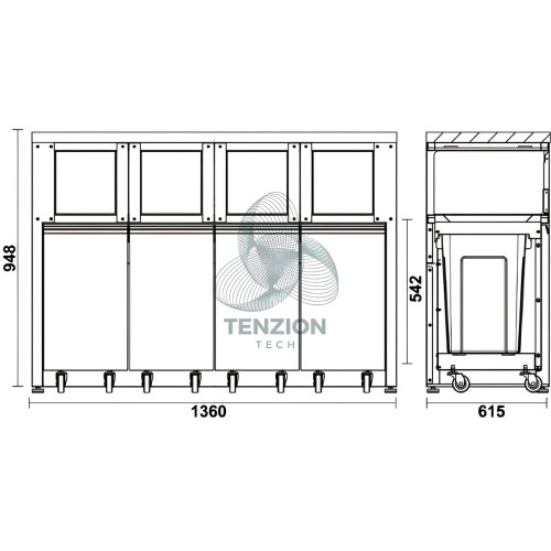 Modulo Fisso Raccolta Differenziata Arredo Officina C45PRO 2.0
