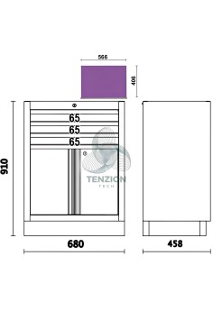Modulo Fisso 3 Cassetti 2 Antine Arredo Officina C45PRO 2.0 2