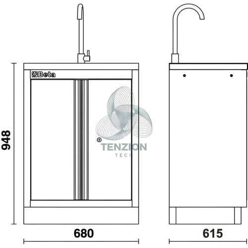 Modulo Fisso Lavandino Integrato Arredo Officina C45PRO 2.0