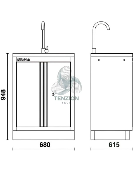 Modulo Fisso Lavandino Integrato Arredo Officina C45PRO 2.0