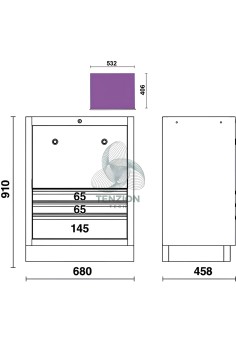 Modulo Fisso 3 Cassetti 2 Arrotolatori Integrati Arredo Officina C45PRO 2.0 2