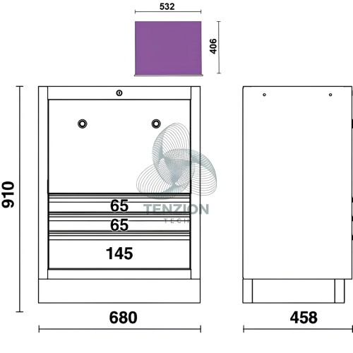 Modulo Fisso 3 Cassetti 2 Arrotolatori Integrati Arredo Officina C45PRO 2.0