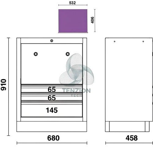 Modulo Fisso Per Arrotolatori 3 Cassetti Arredo Officina C45PRO 2.0