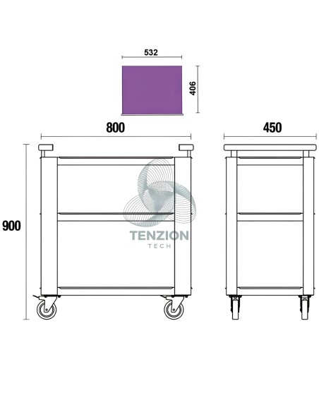 Carrello 3 Ripiani Arredo Officina C45PRO 2.0