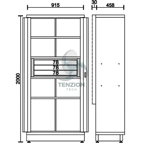 Armadio 2 Ante Con Staffa 3 Cassetti Lamiera Arredo Officina C45PRO 2.0