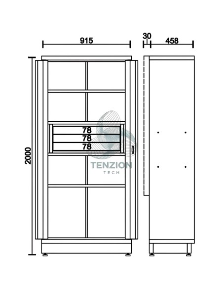Armadio 2 Ante Con Staffa 3 Cassetti Lamiera Arredo Officina C45PRO 2.0