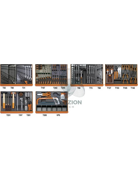 Assortimento 140 Utensili In Termoformato Rigido ABS Manutenzioni Industriali