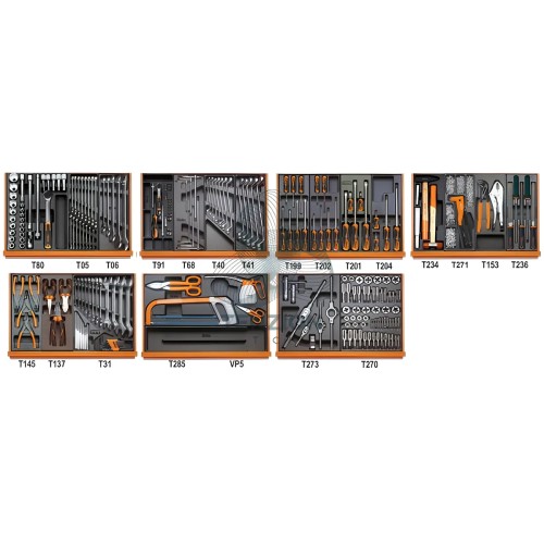 Assortimento 228 Utensili In Termoformato Rigido ABS Manutenzioni Industriali