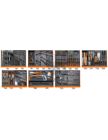 Assortimento 228 Utensili In Termoformato Rigido ABS Manutenzioni Industriali