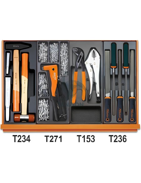 Assortimento 228 Utensili In Termoformato Rigido ABS Manutenzioni Industriali