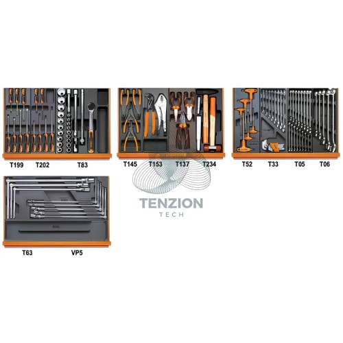 Assortimento 102 Utensili In Termoformato Rigido ABS Autoriparazioni