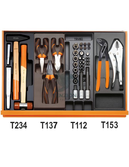 Assortimento 153 Utensili In Termoformato Rigido ABS Autoriparazioni