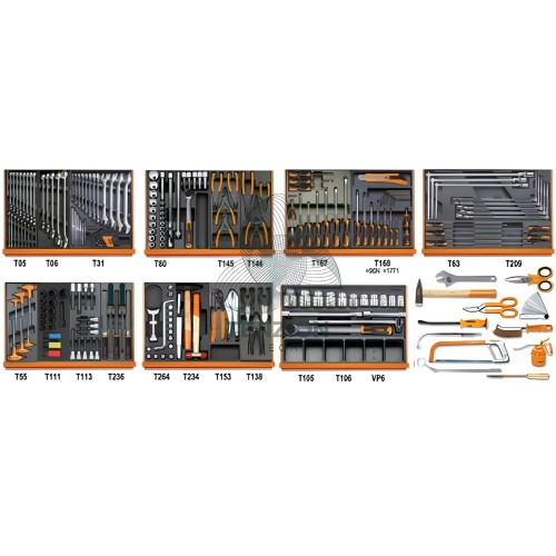 Assortimento 193 Utensili In Termoformato Rigido ABS Autoriparazioni