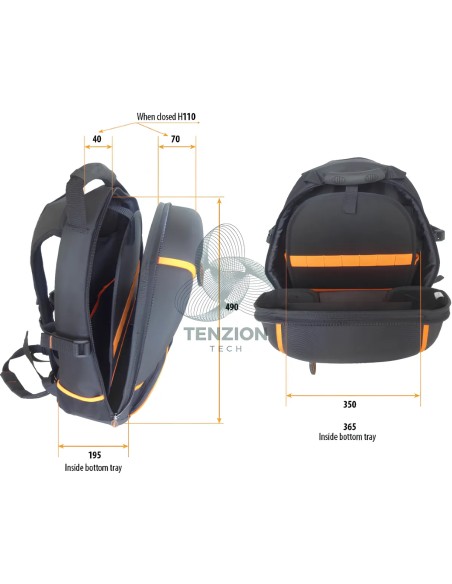 Assortimento 35 Utensili In Zaino Portautensili Tessuto Tecnico