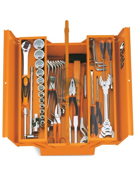 Assortimento 74 Utensili In Cestello Estendibile Lungo 3 Scomparti In Lamiera
