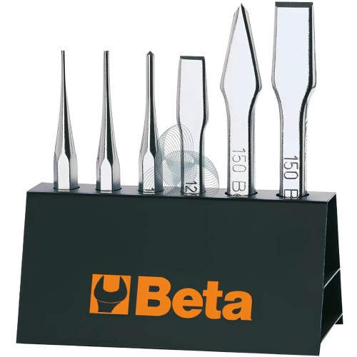 Set 6 Utensili Punzoni Bulino Scalpelli Ugnetto Su Supporto