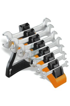 Set 7 Chiavi A Forchetta Doppia Cromate 6x7-18x19mm Su Supporto
