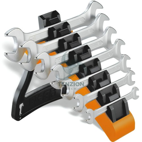 Set 7 Chiavi A Forchetta Doppia Cromate 6x7-18x19mm Su Supporto