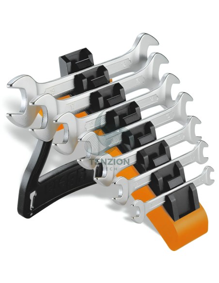 Set 7 Chiavi A Forchetta Doppia Cromate 6x7-18x19mm Su Supporto