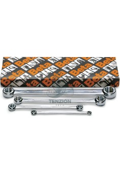 Set 4 Chiavi Poligonali Doppie Diritte Cromate Per Viti Con Profilo Torx E6xE8-E20xE24