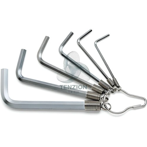 Set 6 Chiavi Maschio Esagonale Piegate Cromate 2,5-8mm Con Anello