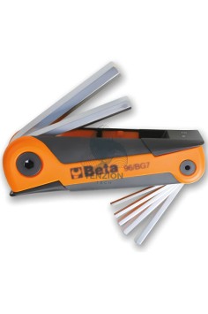 Set 7 Chiavi Maschio Esagonale Piegate Cromate 2,5-10mm Con Supporto