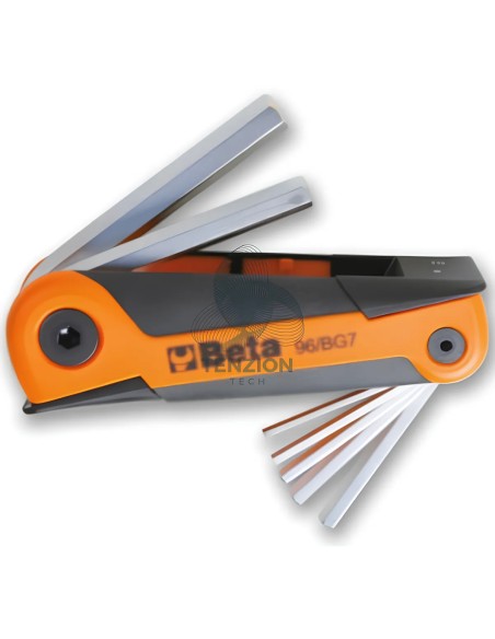 Set 7 Chiavi Maschio Esagonale Piegate Cromate 2,5-10mm Con Supporto
