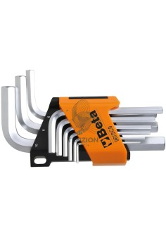 Set 9 Chiavi Maschio Esagonale Piegate Cromate 1,5-10mm Con Supporto