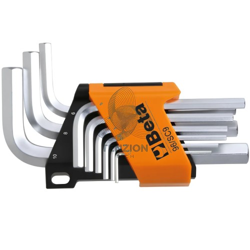 Set 9 Chiavi Maschio Esagonale Piegate Cromate 1,5-10mm Con Supporto