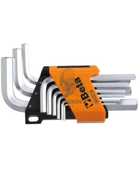 Set 9 Chiavi Maschio Esagonale Piegate Cromate 1,5-10mm Con Supporto