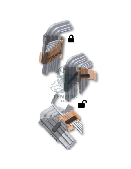 Set 9 Chiavi Maschio Esagonale Piegate Cromate 1,5-10mm Con Supporto