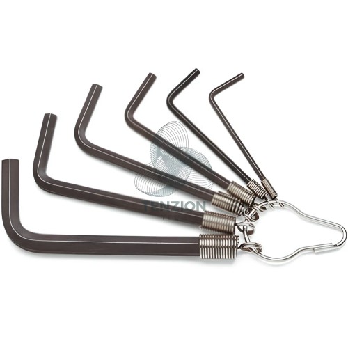 Set 6 Chiavi Maschio Esagonale Piegate Brunite 2,5-8mm Con Anello