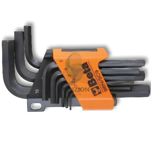 Set 9 Chiavi Maschio Esagonale Piegate Brunite 1,5-10mm Con Supporto