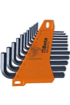 Set 12 Chiavi Maschio Esagonale Piegate Brunite 2-10mm Con Supporto