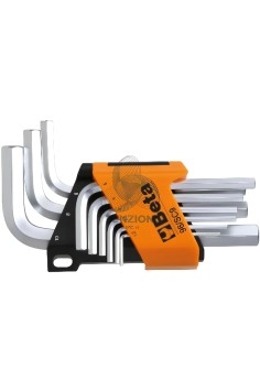 Set 9 Chiavi Maschio Esagonale Piegate Cromate 1/16"-3/8" Con Supporto