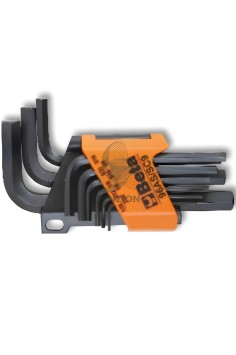 Set 9 Chiavi Maschio Esagonale Piegate Brunite 1/16"-3/8" Con Supporto