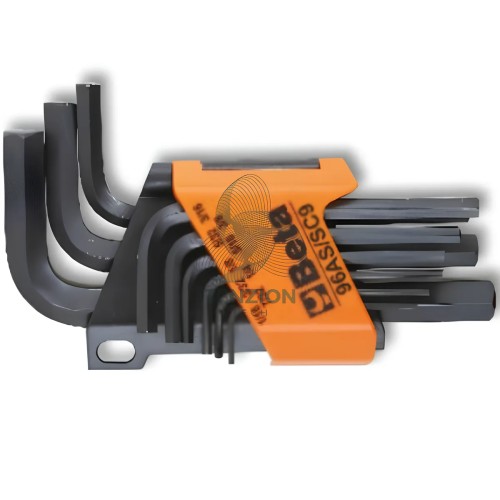 Set 9 Chiavi Maschio Esagonale Piegate Brunite 1/16"-3/8" Con Supporto