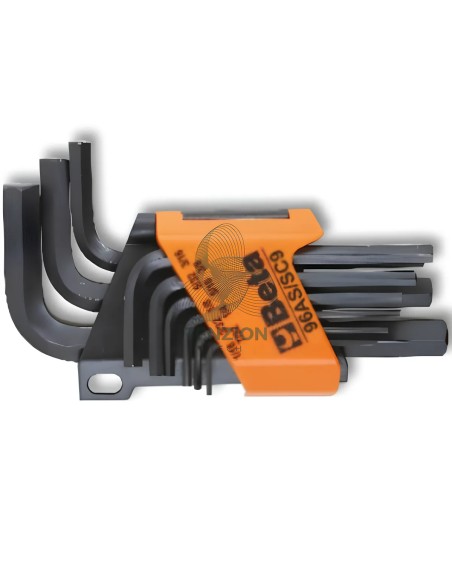 Set 9 Chiavi Maschio Esagonale Piegate Brunite 1/16"-3/8" Con Supporto