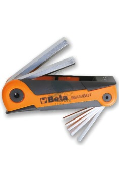 Set 7 Chiavi Maschio Esagonale Piegate Cromate 3/32"-3/8" Con Supporto