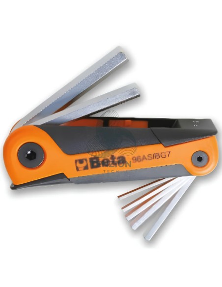 Set 7 Chiavi Maschio Esagonale Piegate Cromate 3/32"-3/8" Con Supporto
