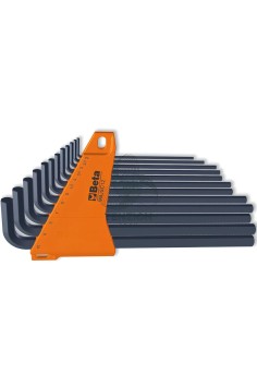 Set 12 Chiavi Maschio Esagonale Piegate Tipo Lungo Brunite 2-10mm Con Supporto
